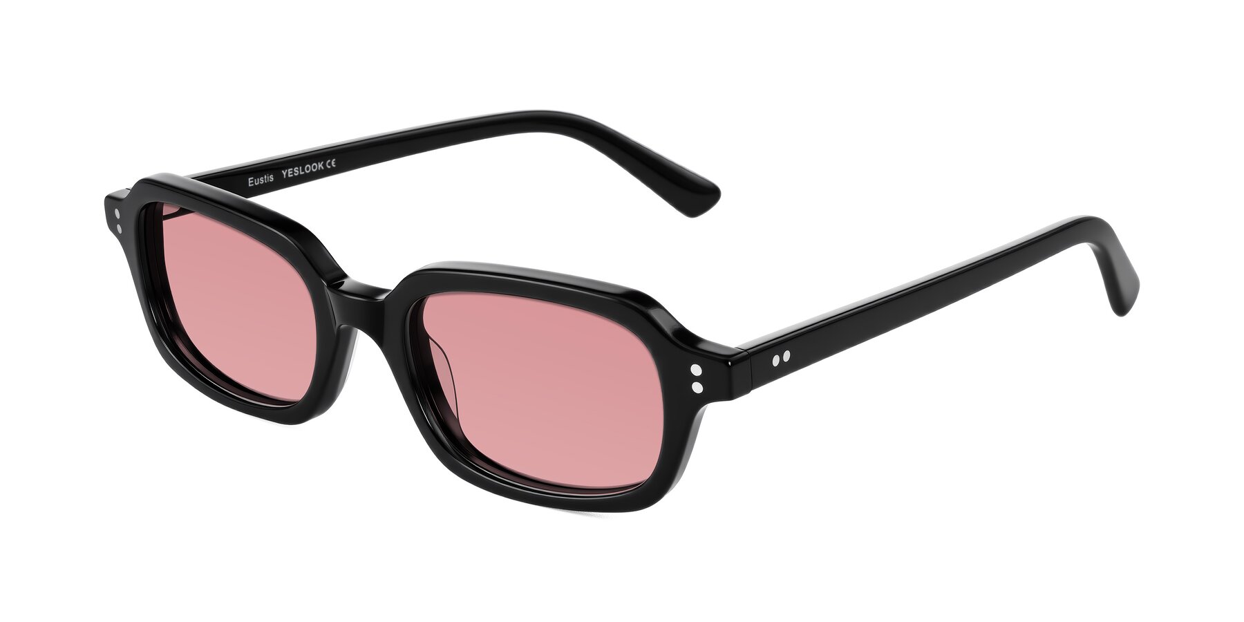 Angle of Eustis in Black with Medium Garnet Tinted Lenses