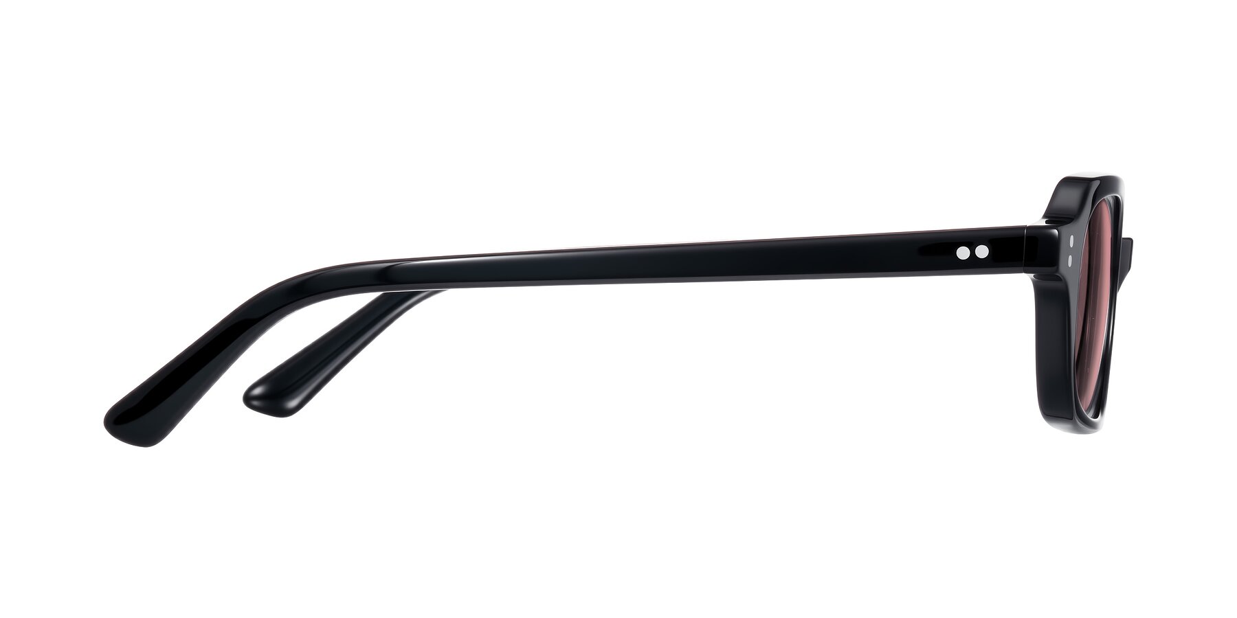 Side of Eustis in Black with Medium Garnet Tinted Lenses