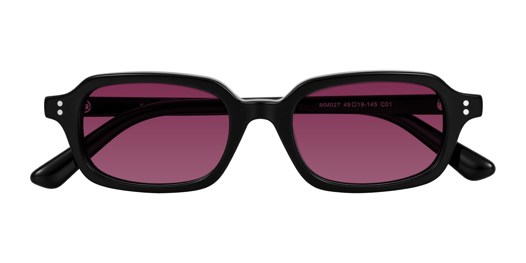 Folded Front of Eustis in Black with Wine Tinted Lenses