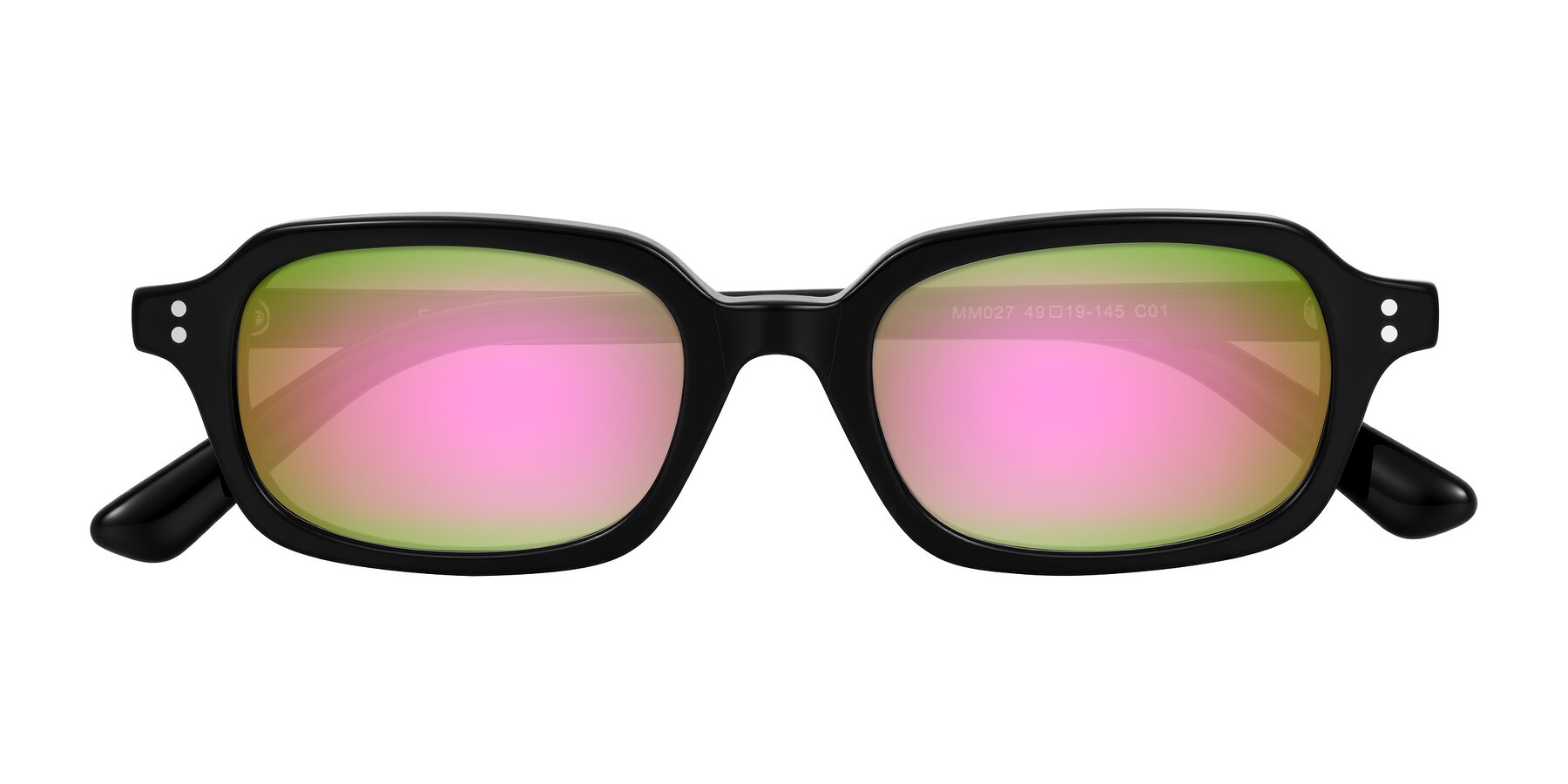Folded Front of Eustis in Black with Pink Mirrored Lenses