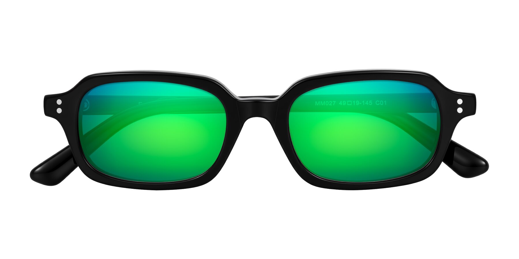Folded Front of Eustis in Black with Green Mirrored Lenses