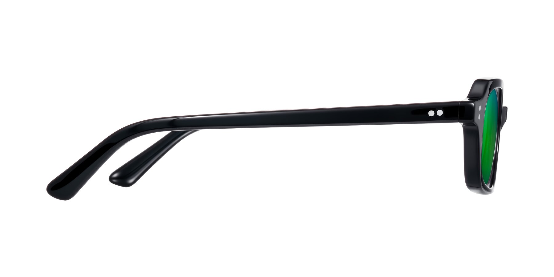 Side of Eustis in Black with Green Mirrored Lenses
