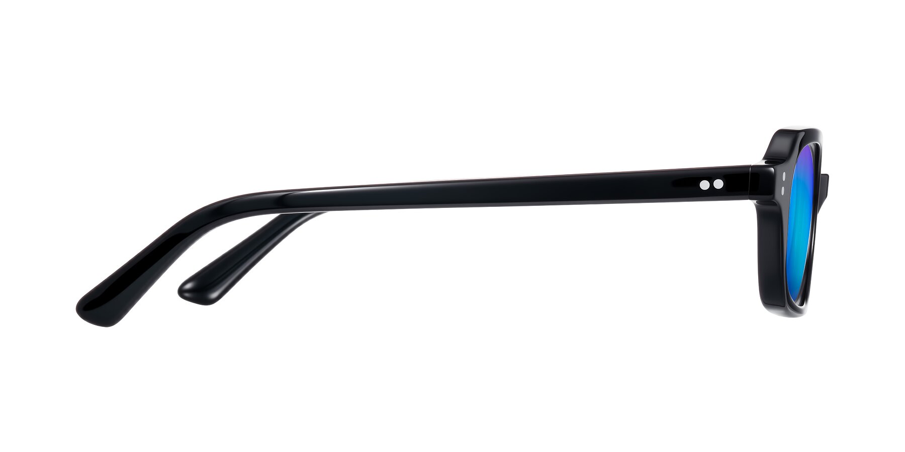 Side of Eustis in Black with Blue Mirrored Lenses