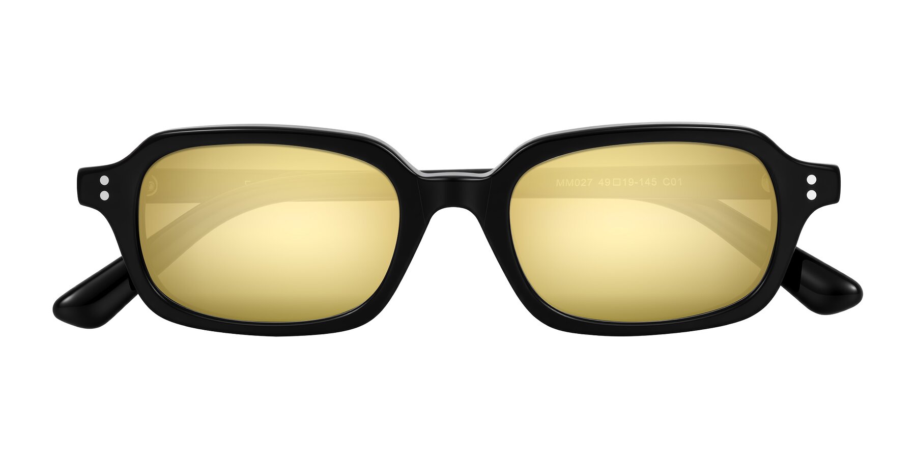 Folded Front of Eustis in Black with Gold Mirrored Lenses