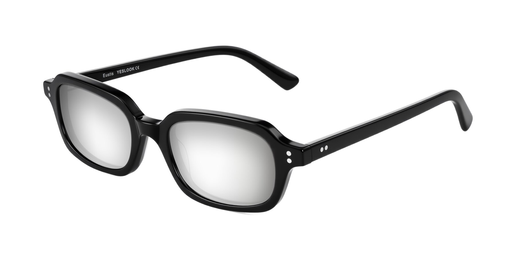 Angle of Eustis in Black with Silver Mirrored Lenses