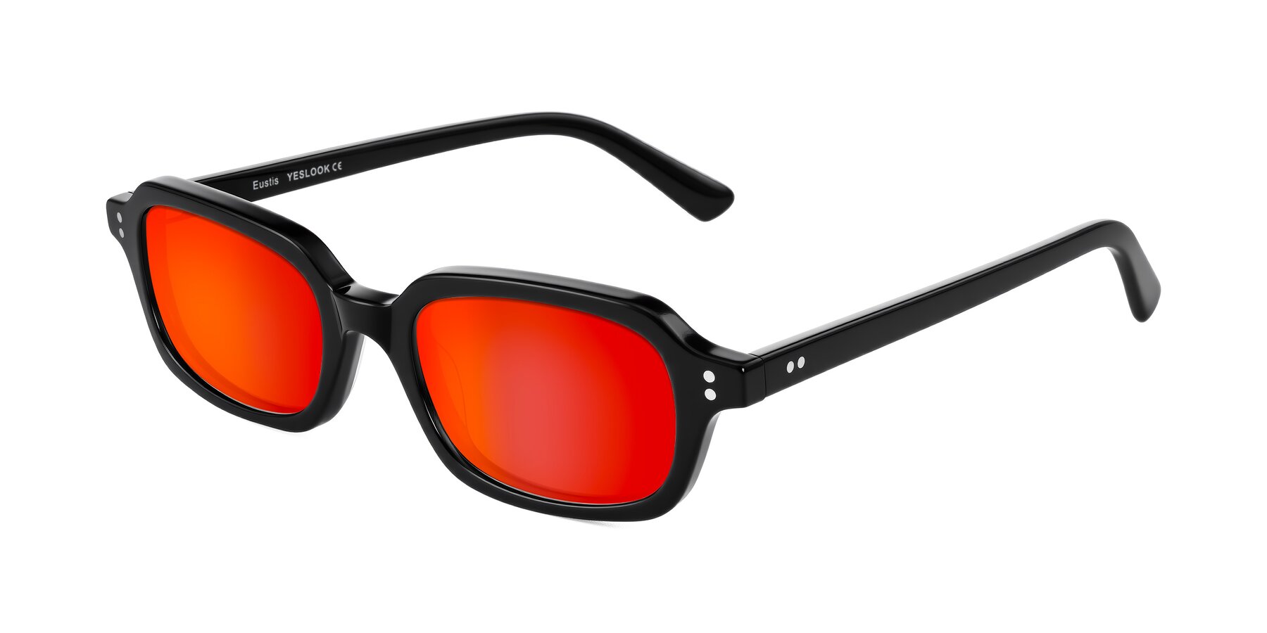 Angle of Eustis in Black with Red Gold Mirrored Lenses