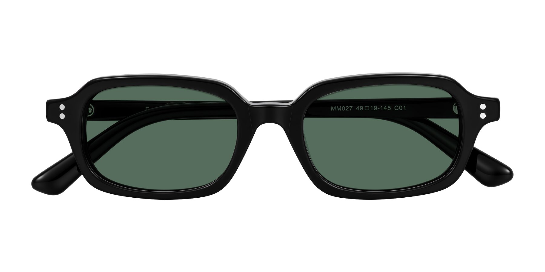Folded Front of Eustis in Black with Green Polarized Lenses
