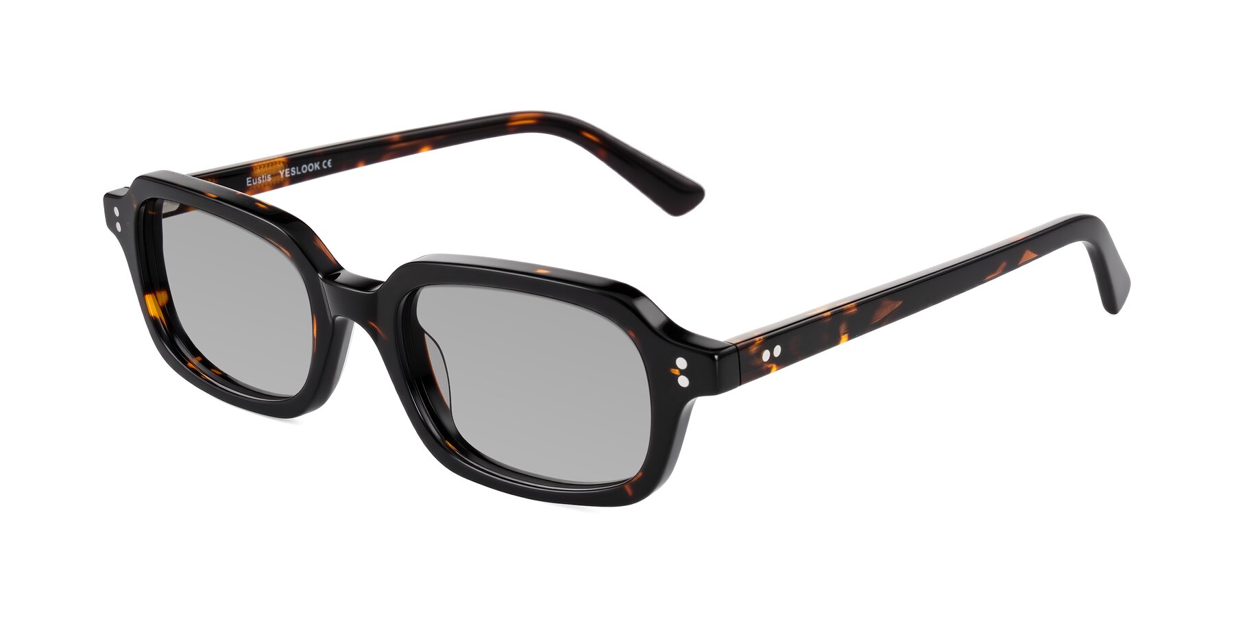 Angle of Eustis in Tortoise with Light Gray Tinted Lenses