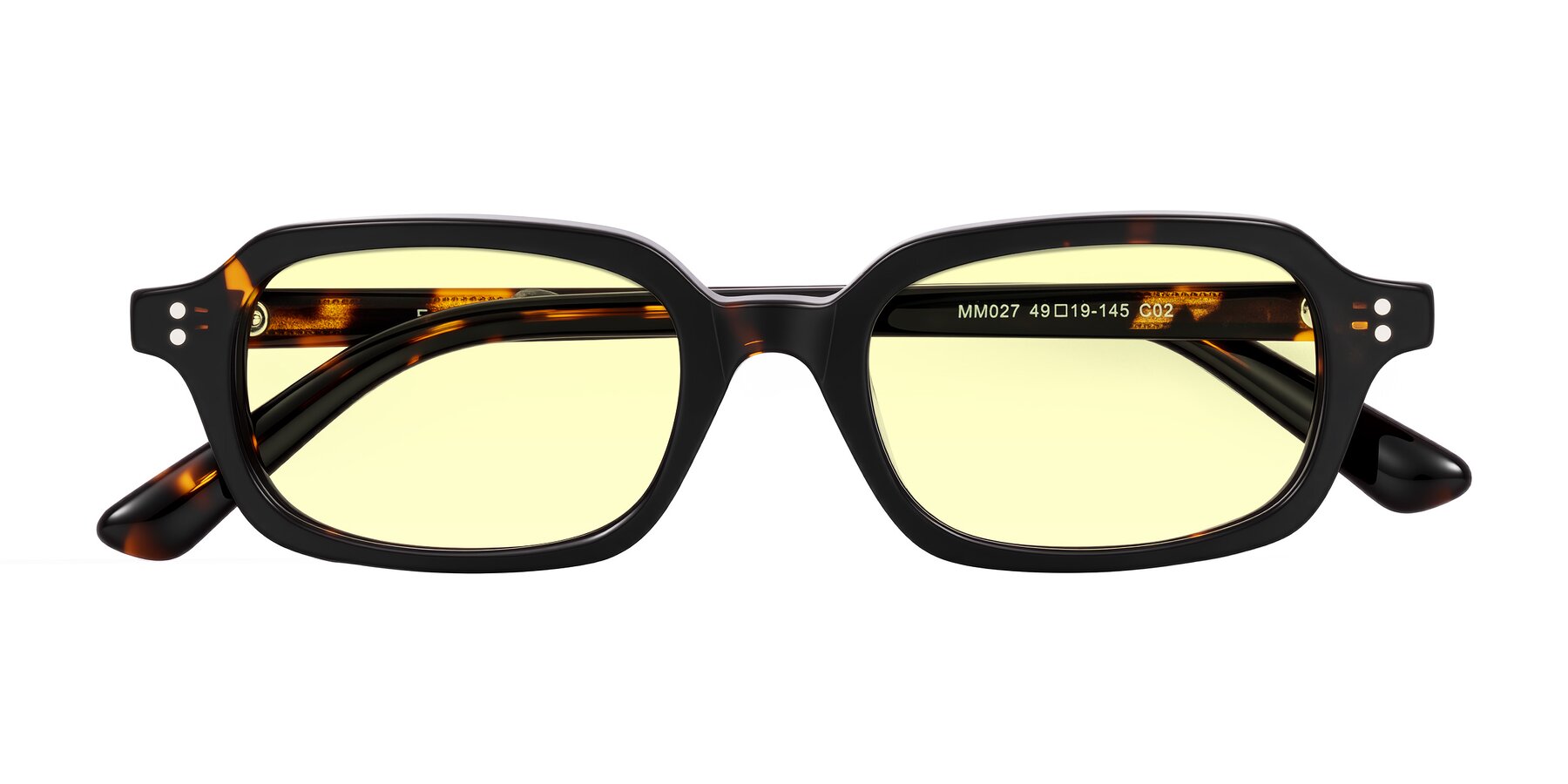 Folded Front of Eustis in Tortoise with Light Yellow Tinted Lenses