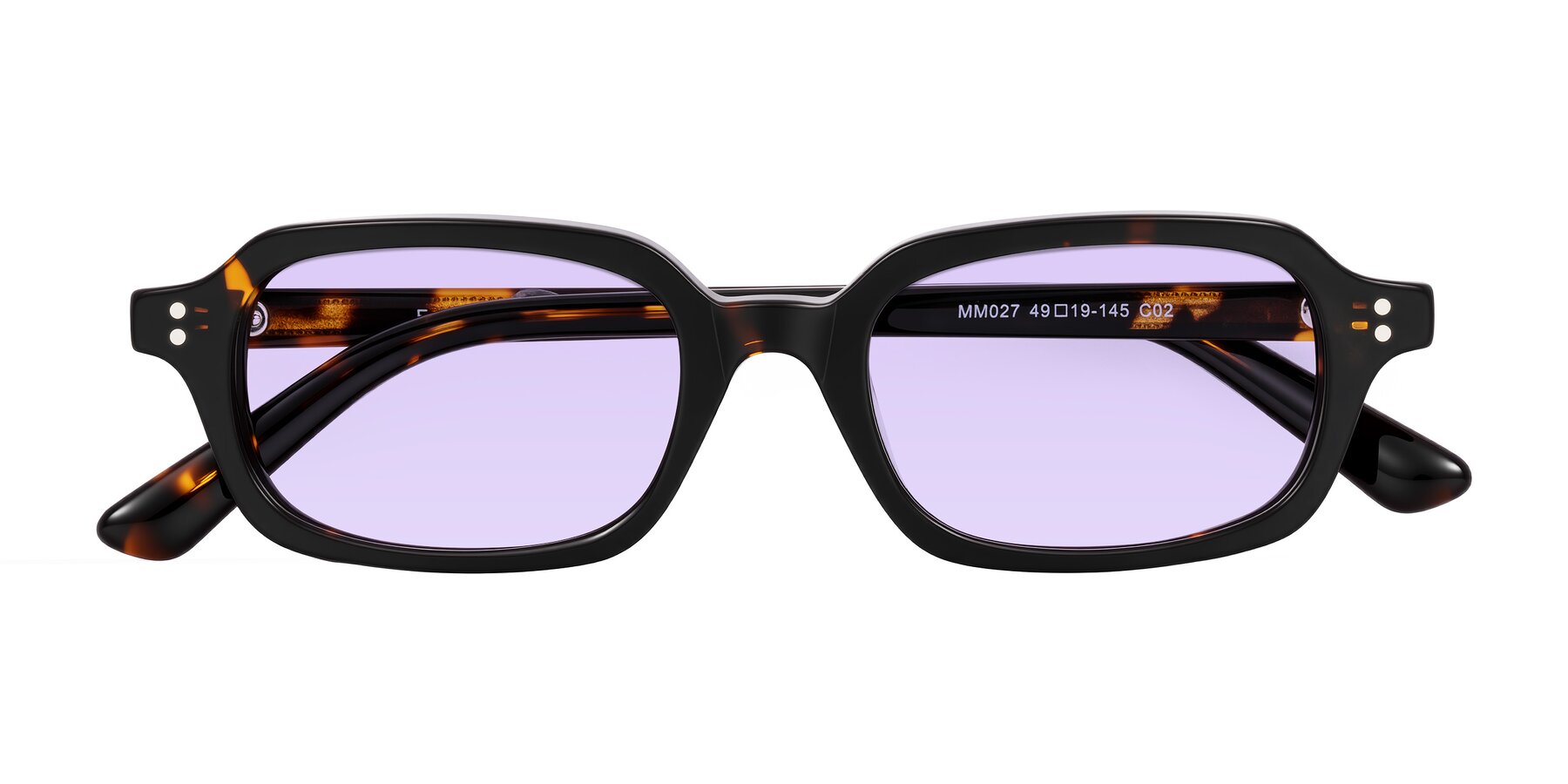 Folded Front of Eustis in Tortoise with Light Purple Tinted Lenses