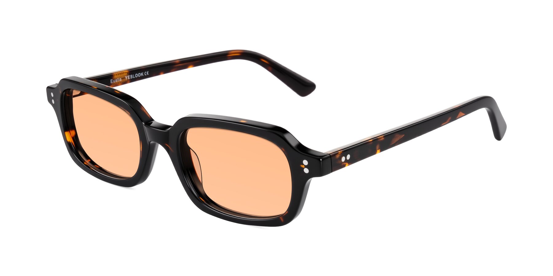Angle of Eustis in Tortoise with Light Orange Tinted Lenses
