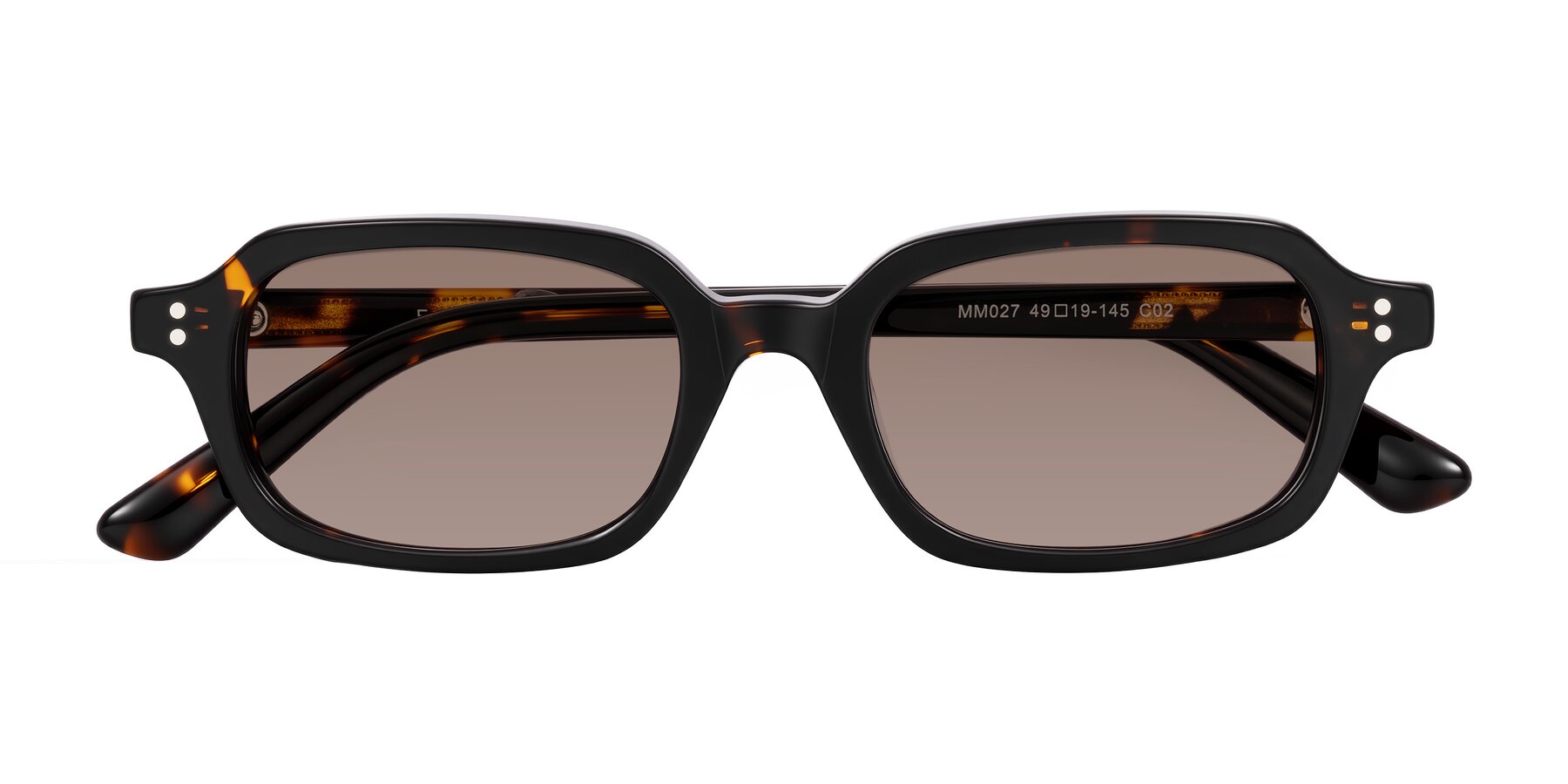 Folded Front of Eustis in Tortoise with Medium Brown Tinted Lenses