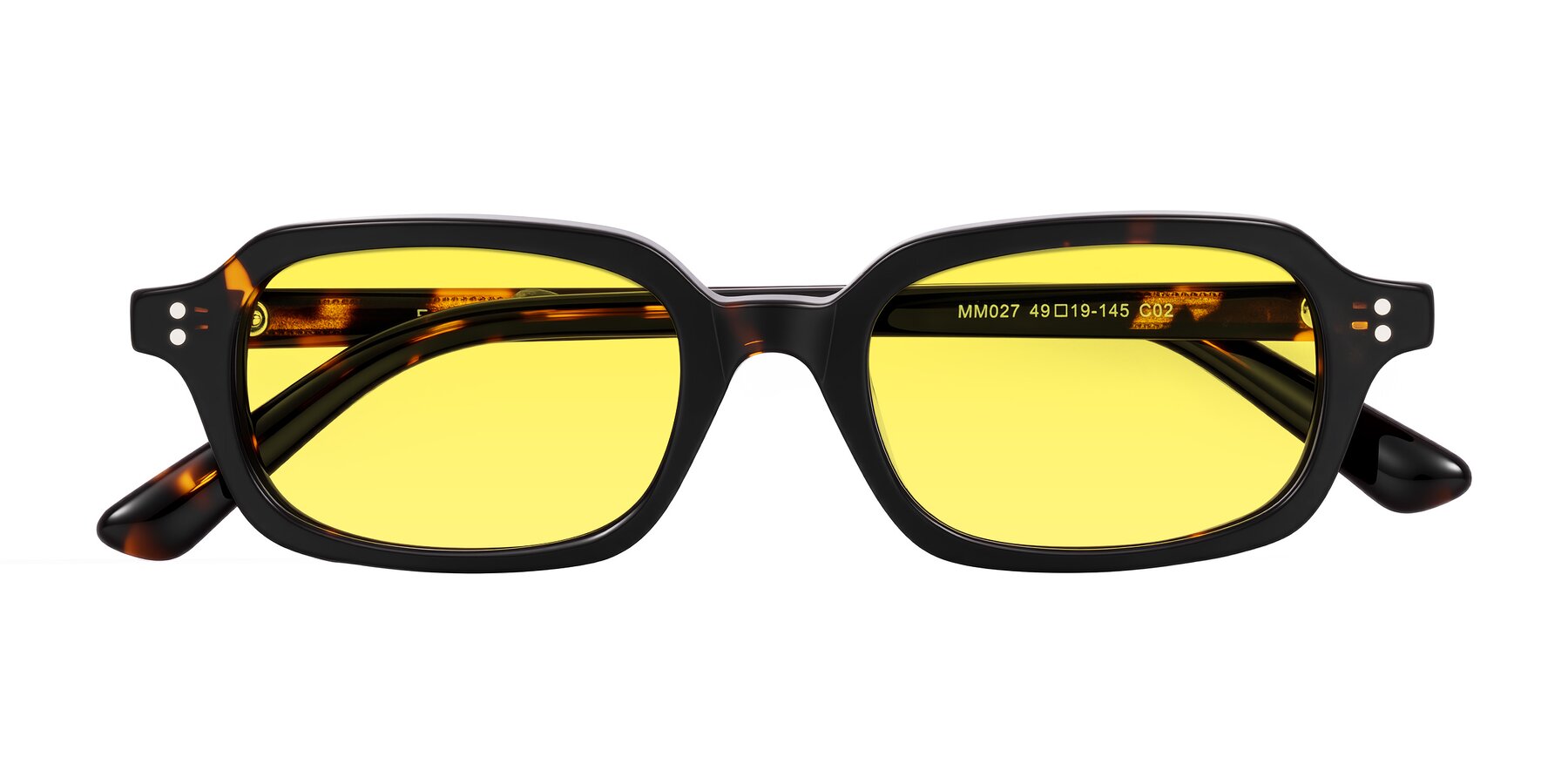 Folded Front of Eustis in Tortoise with Medium Yellow Tinted Lenses