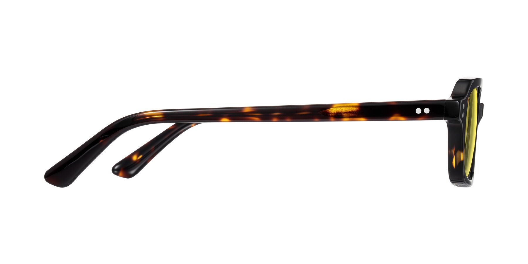 Side of Eustis in Tortoise with Medium Yellow Tinted Lenses