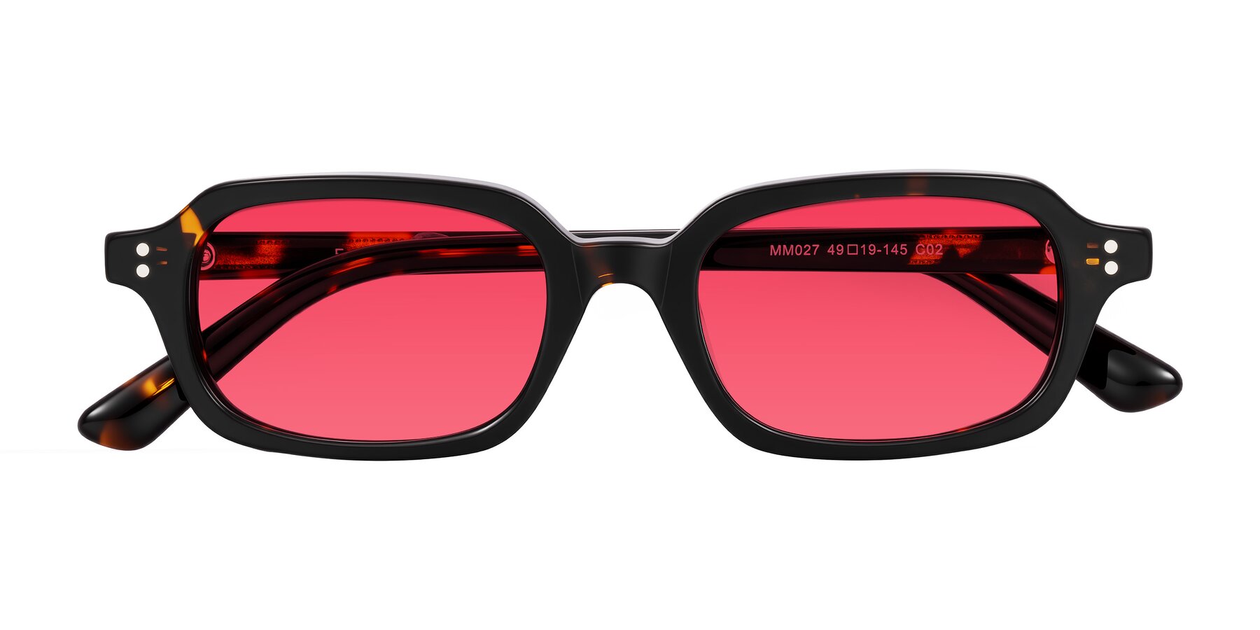 Folded Front of Eustis in Tortoise with Red Tinted Lenses