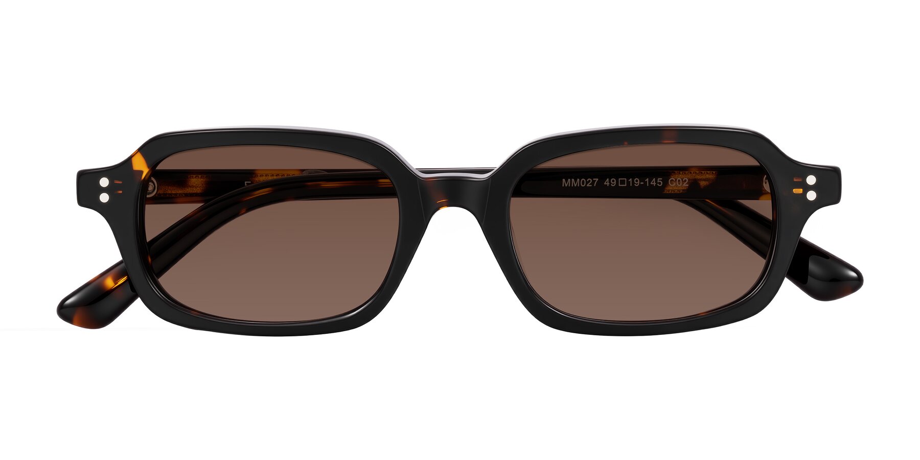 Folded Front of Eustis in Tortoise with Brown Tinted Lenses