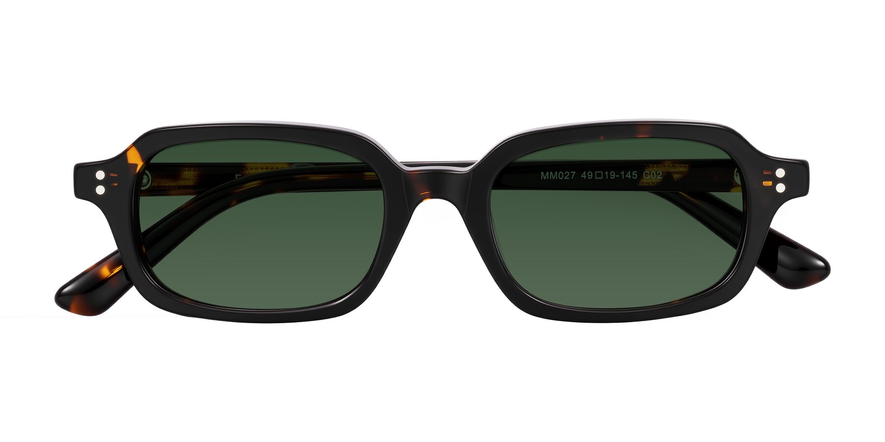 Folded Front of Eustis in Tortoise with Green Tinted Lenses