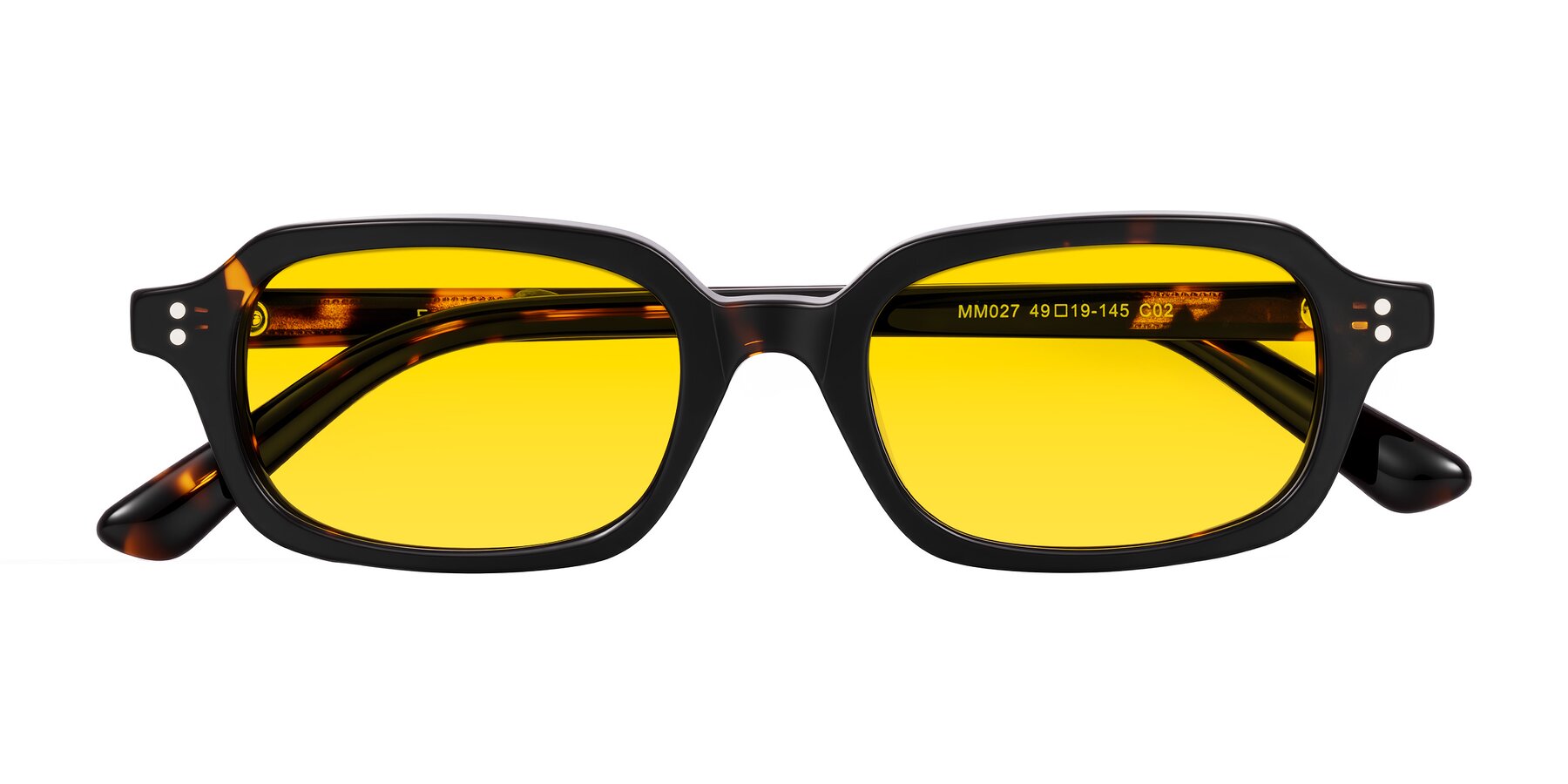 Folded Front of Eustis in Tortoise with Yellow Tinted Lenses