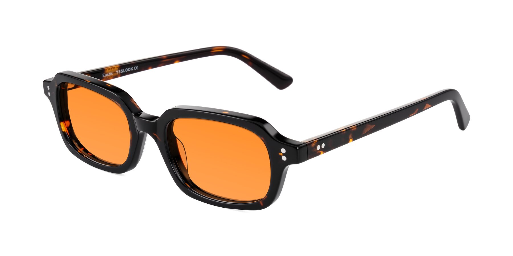 Angle of Eustis in Tortoise with Orange Tinted Lenses