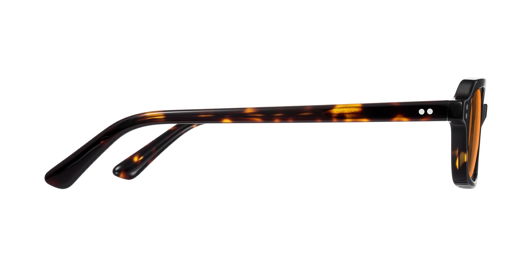 Side of Eustis in Tortoise with Orange Tinted Lenses