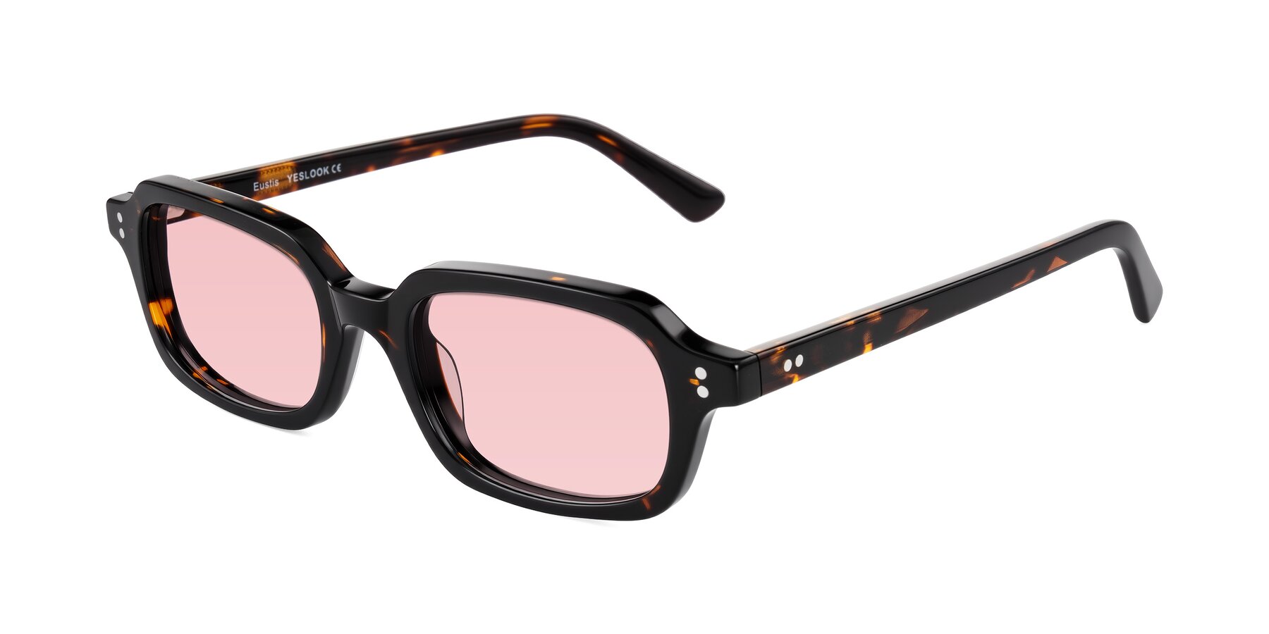 Angle of Eustis in Tortoise with Light Garnet Tinted Lenses