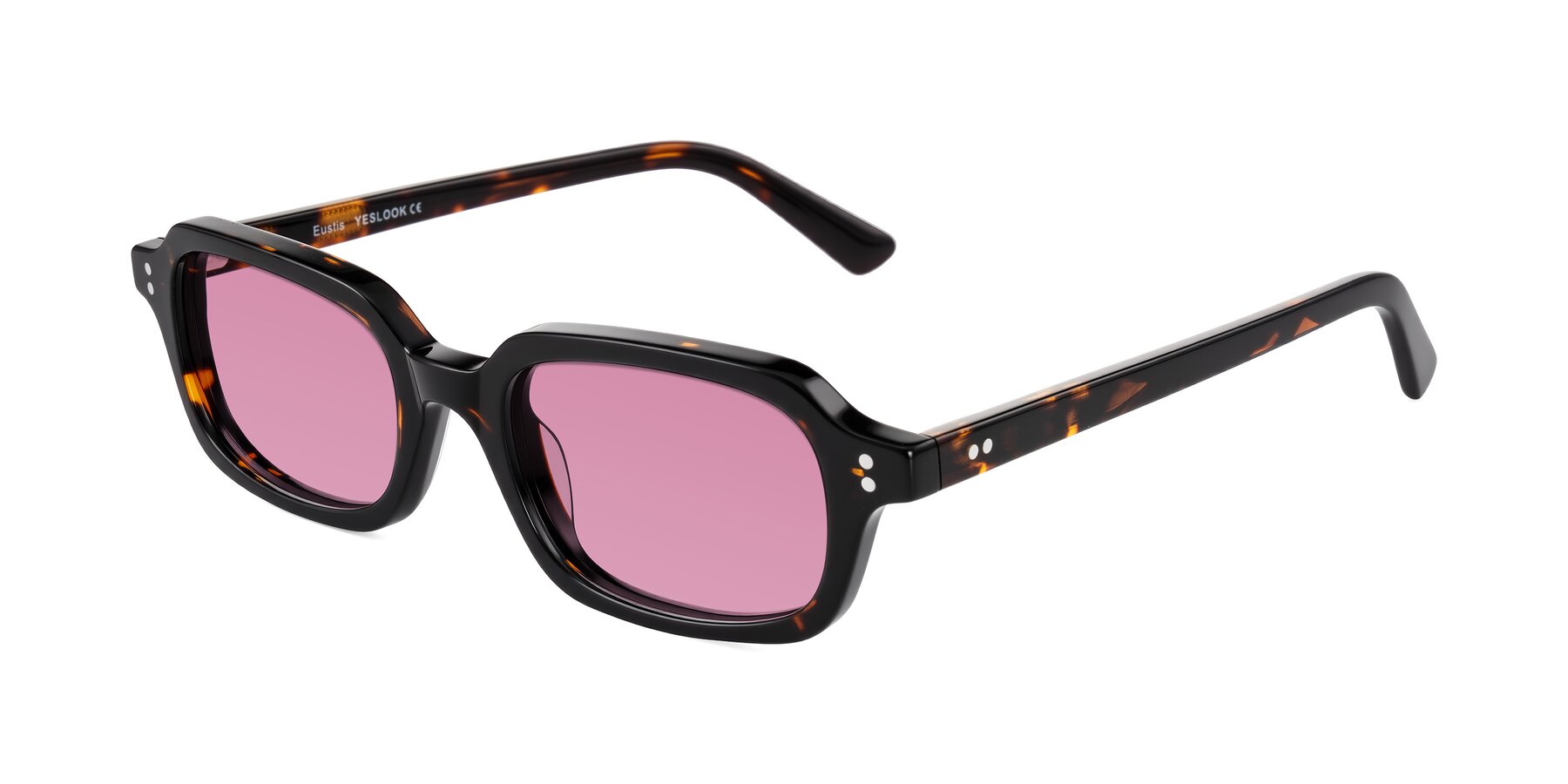Angle of Eustis in Tortoise with Medium Wine Tinted Lenses