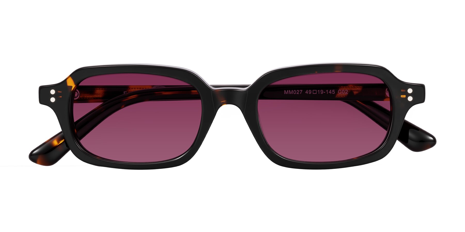 Folded Front of Eustis in Tortoise with Wine Tinted Lenses
