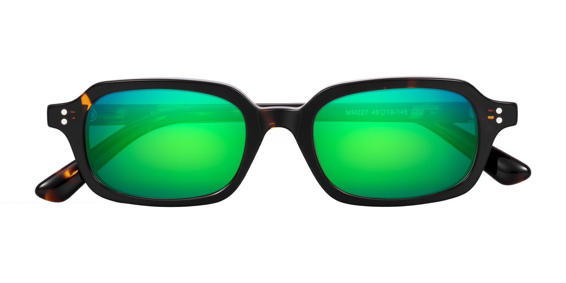 Folded Front of Eustis in Tortoise with Green Mirrored Lenses