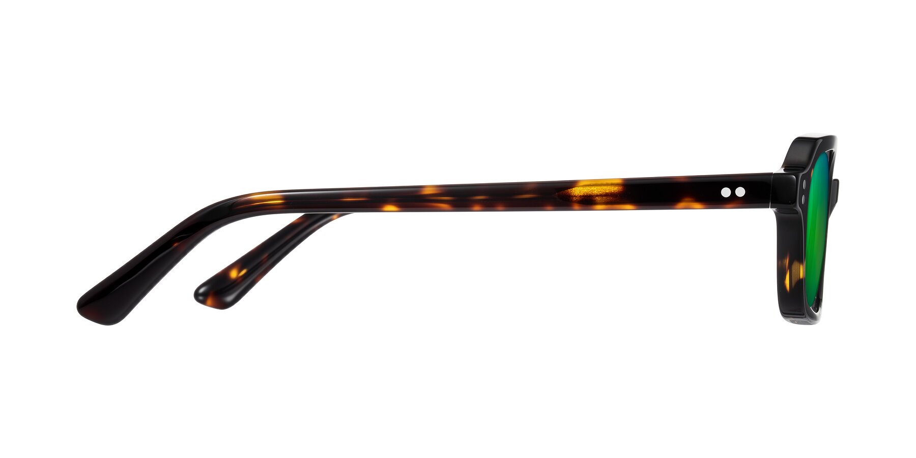 Side of Eustis in Tortoise with Green Mirrored Lenses