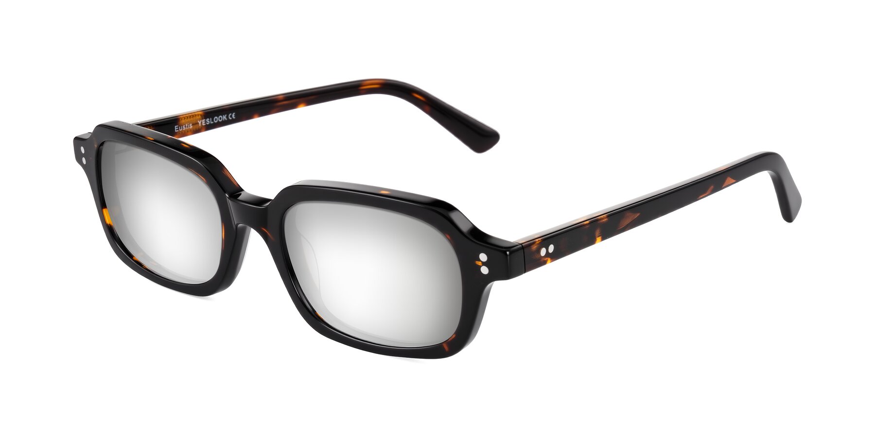Angle of Eustis in Tortoise with Silver Mirrored Lenses