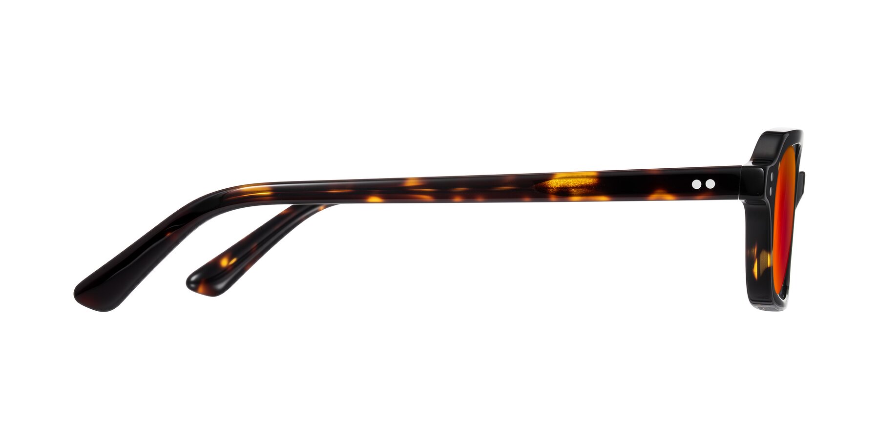 Side of Eustis in Tortoise with Red Gold Mirrored Lenses
