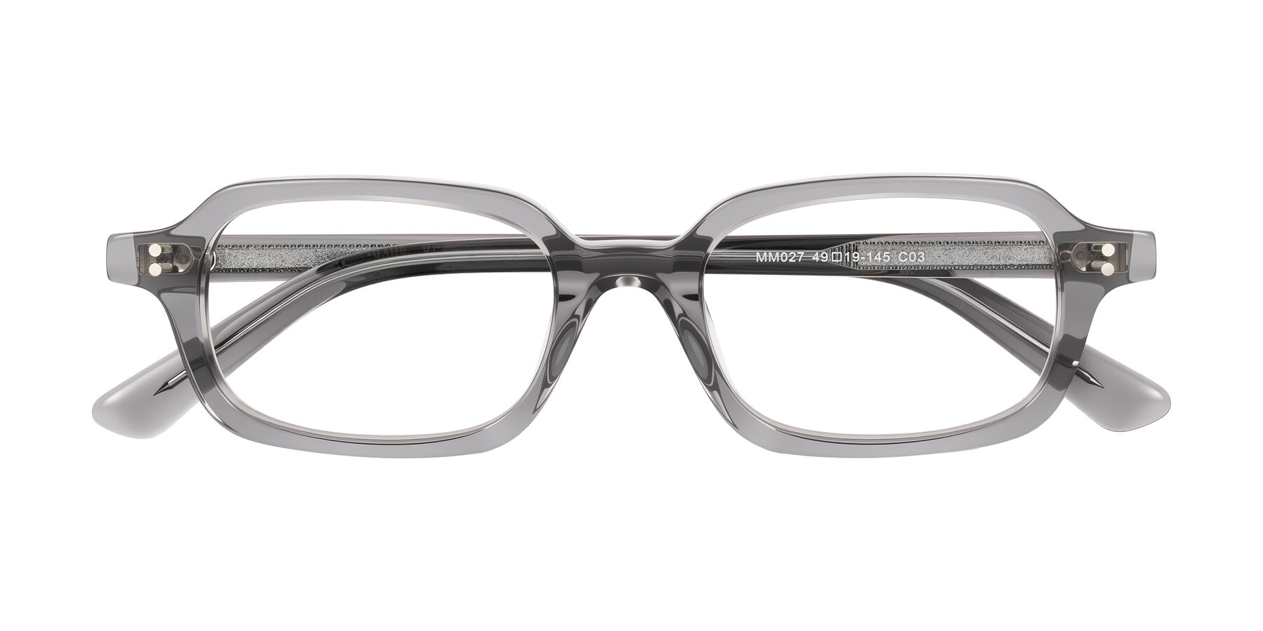 Folded Front of Eustis in Transparent Gray with Clear Eyeglass Lenses