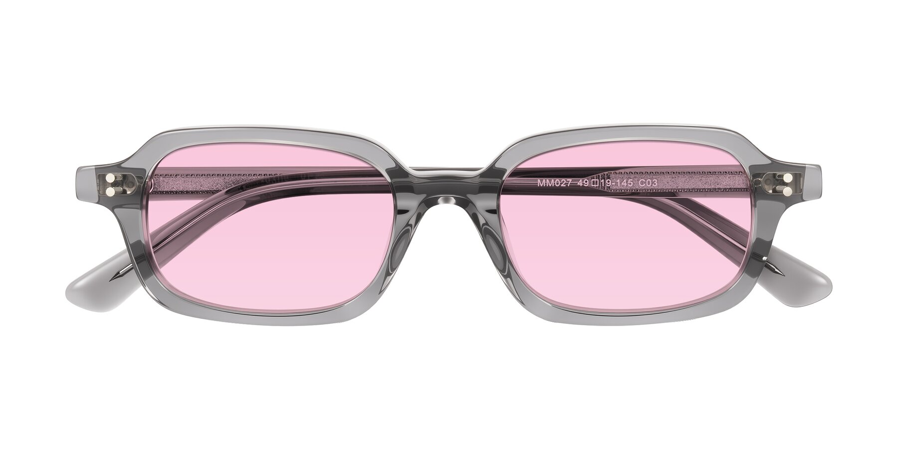 Folded Front of Eustis in Transparent Gray with Light Pink Tinted Lenses