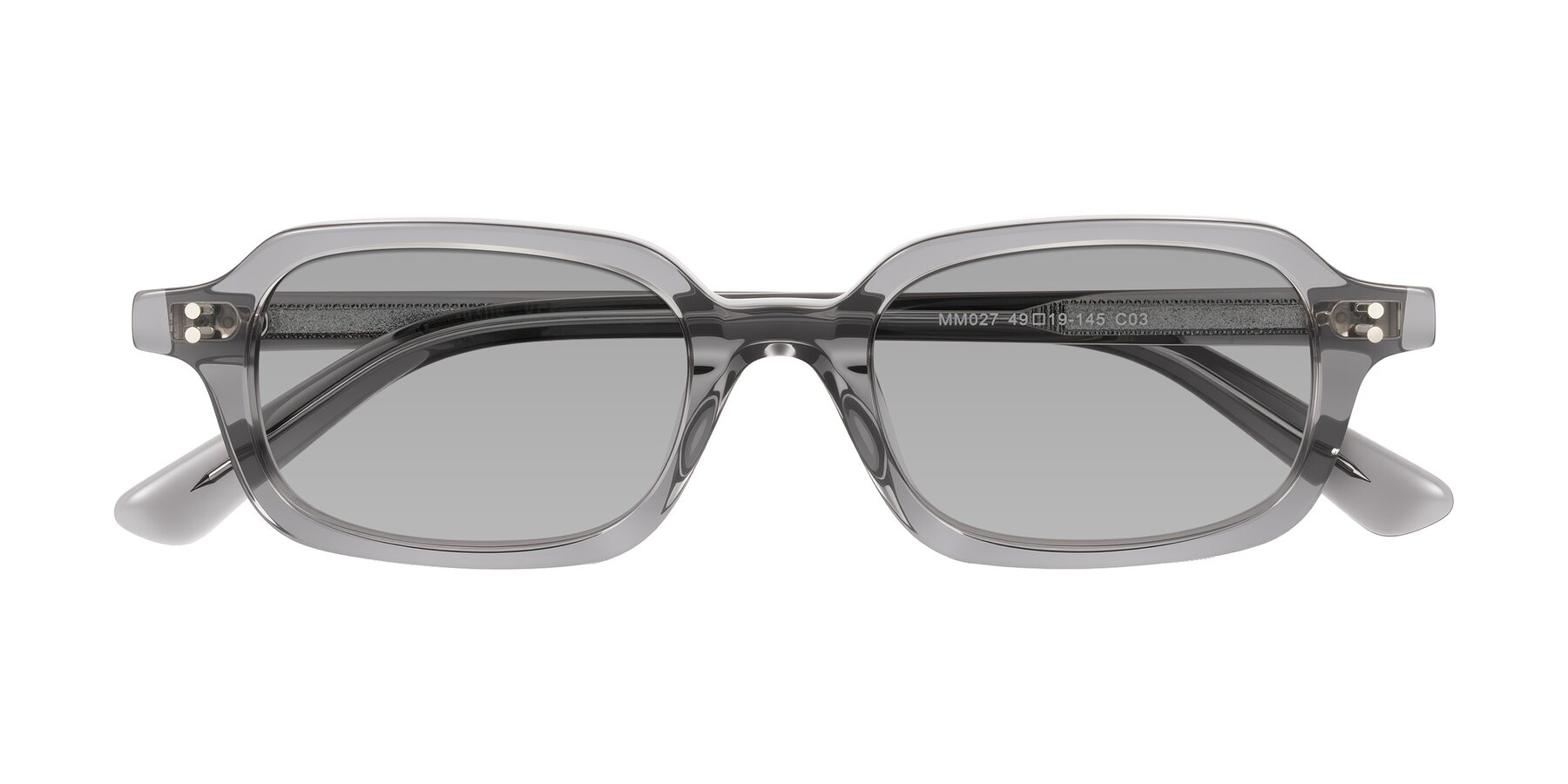 Folded Front of Eustis in Transparent Gray with Light Gray Tinted Lenses