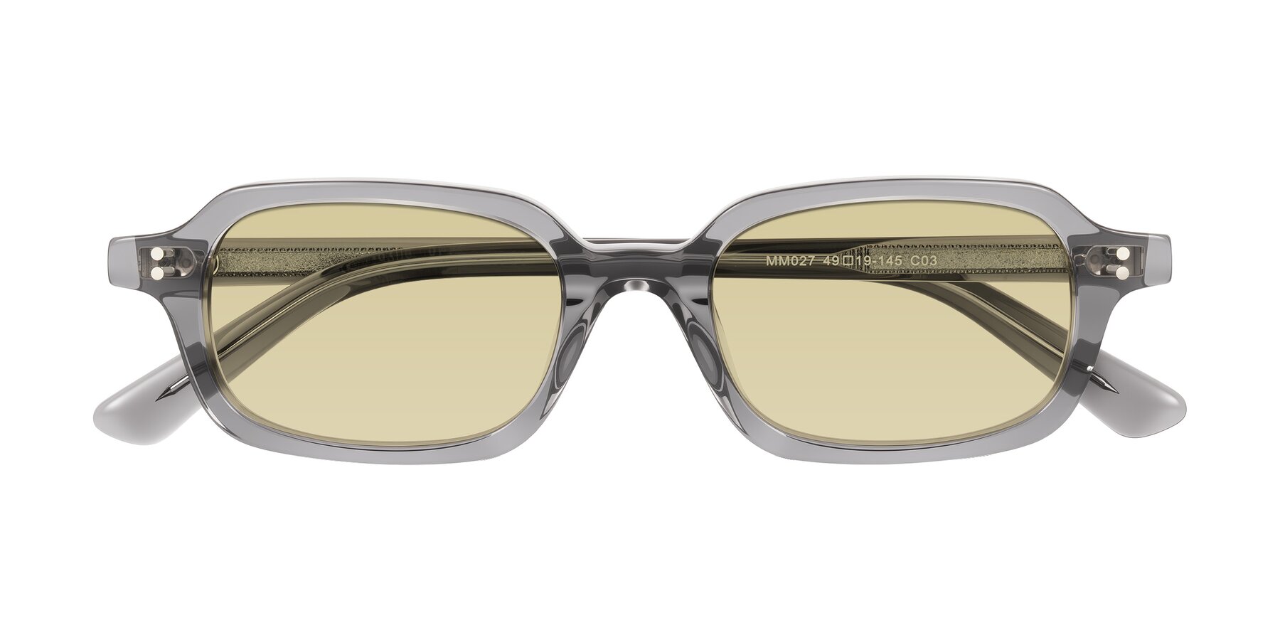 Folded Front of Eustis in Transparent Gray with Light Champagne Tinted Lenses