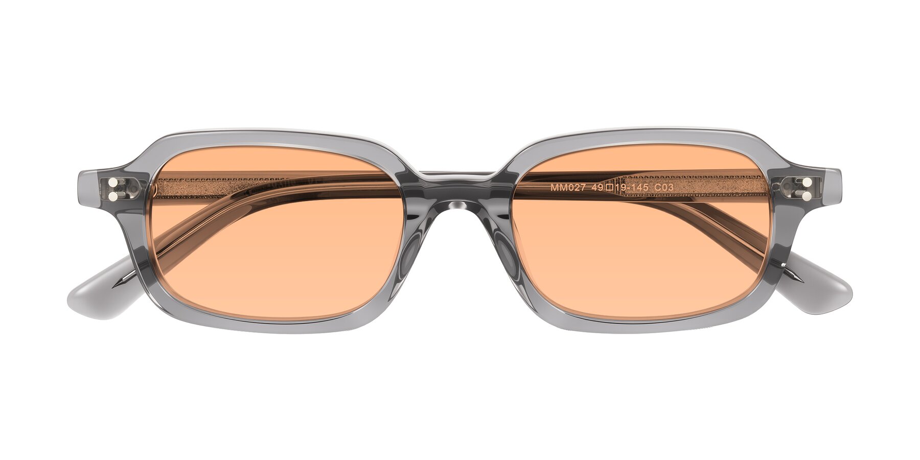 Folded Front of Eustis in Transparent Gray with Light Orange Tinted Lenses