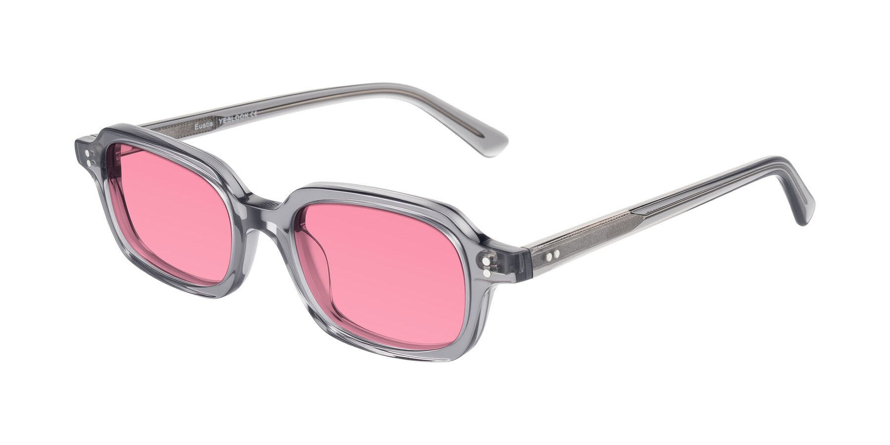 Angle of Eustis in Transparent Gray with Pink Tinted Lenses