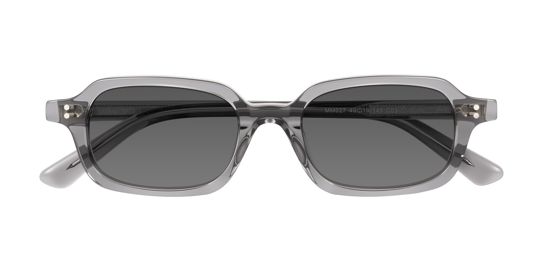 Folded Front of Eustis in Transparent Gray with Medium Gray Tinted Lenses
