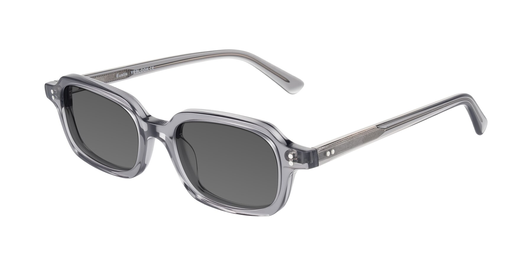 Angle of Eustis in Transparent Gray with Medium Gray Tinted Lenses