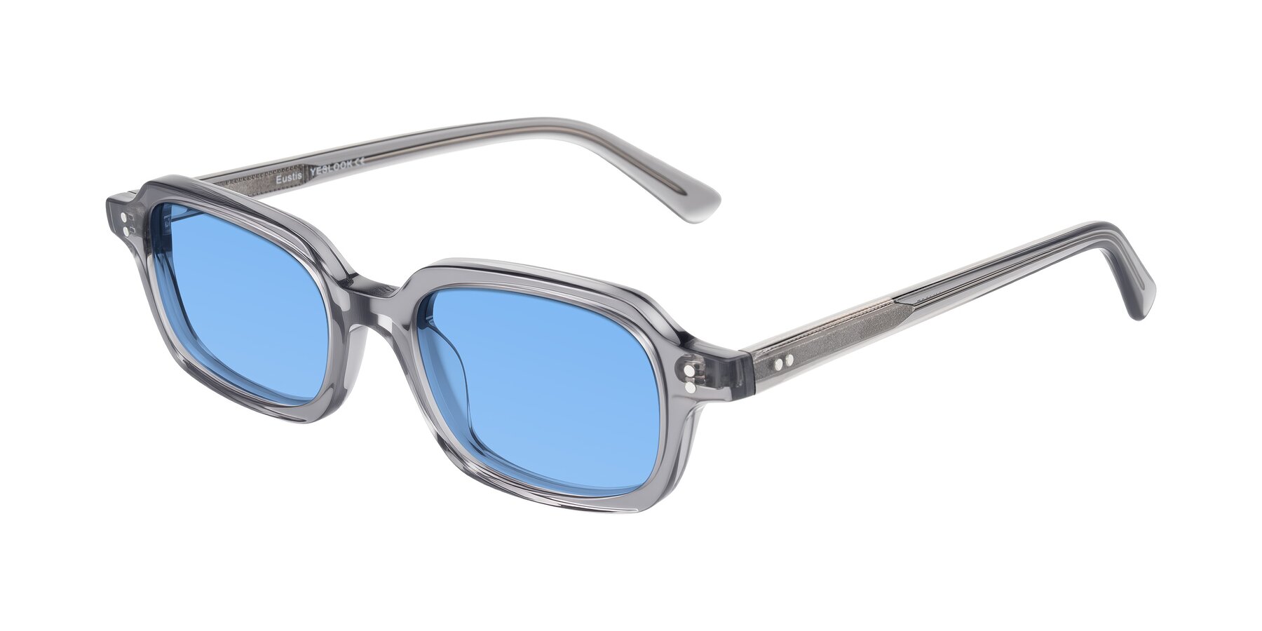 Angle of Eustis in Transparent Gray with Medium Blue Tinted Lenses