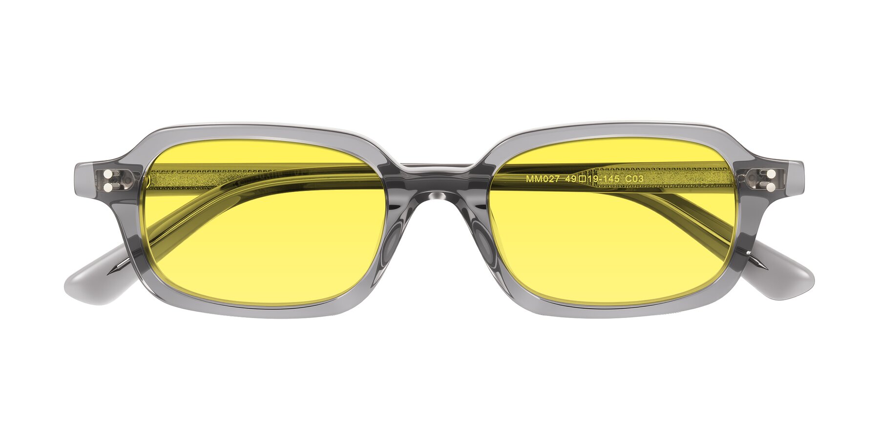 Folded Front of Eustis in Transparent Gray with Medium Yellow Tinted Lenses