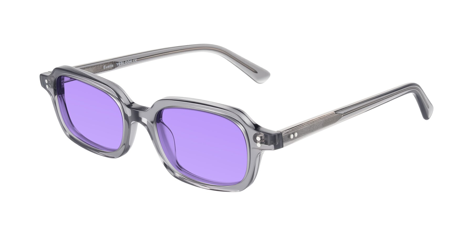 Angle of Eustis in Transparent Gray with Medium Purple Tinted Lenses