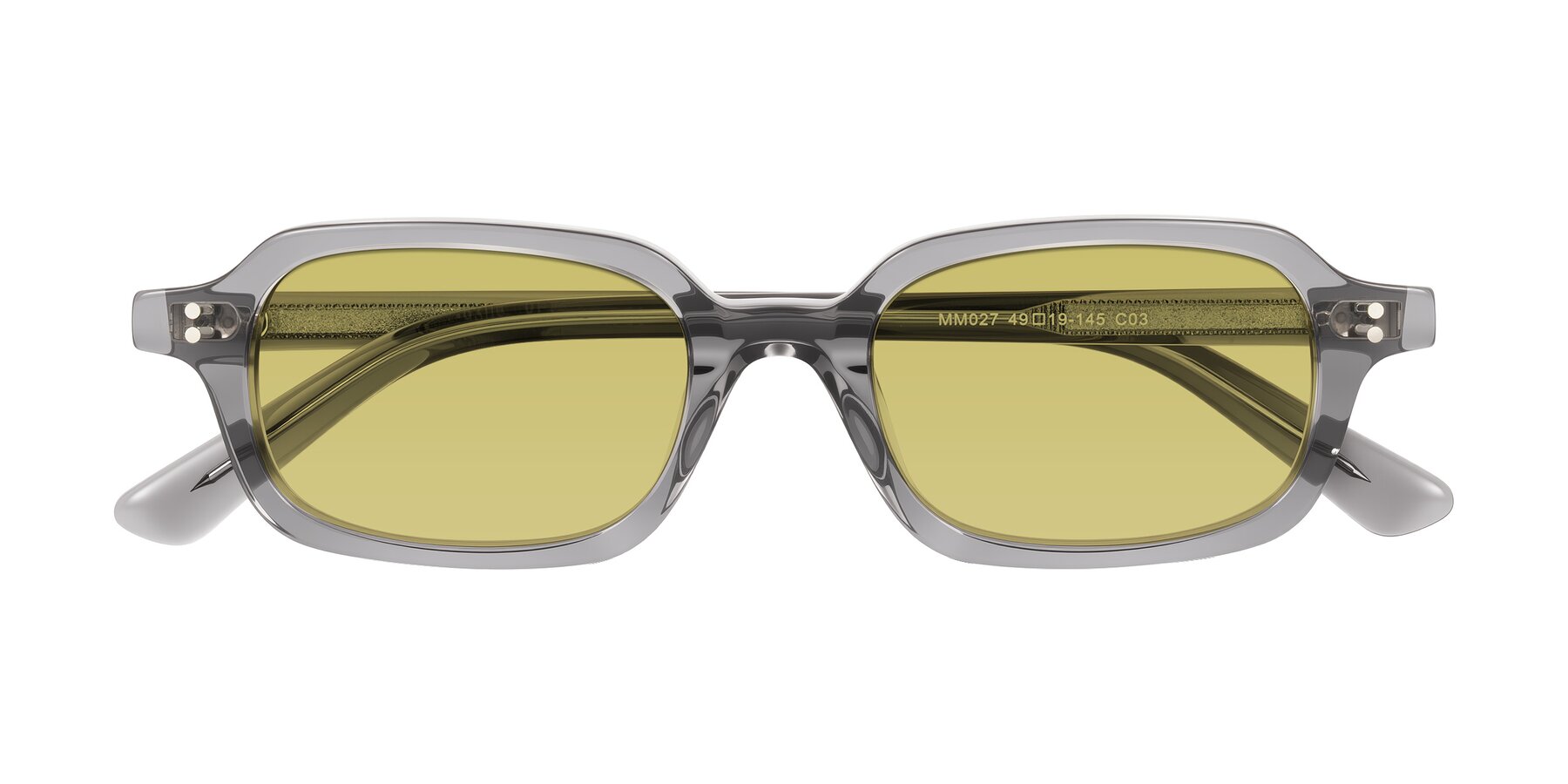 Folded Front of Eustis in Transparent Gray with Medium Champagne Tinted Lenses