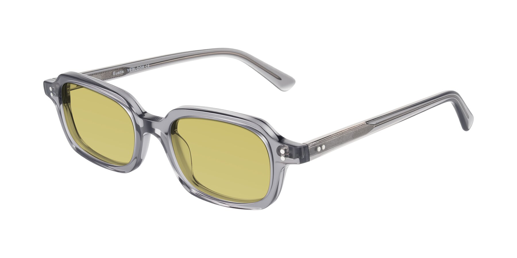 Angle of Eustis in Transparent Gray with Medium Champagne Tinted Lenses