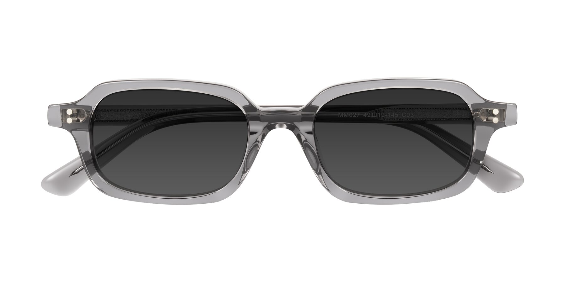 Folded Front of Eustis in Transparent Gray with Gray Tinted Lenses