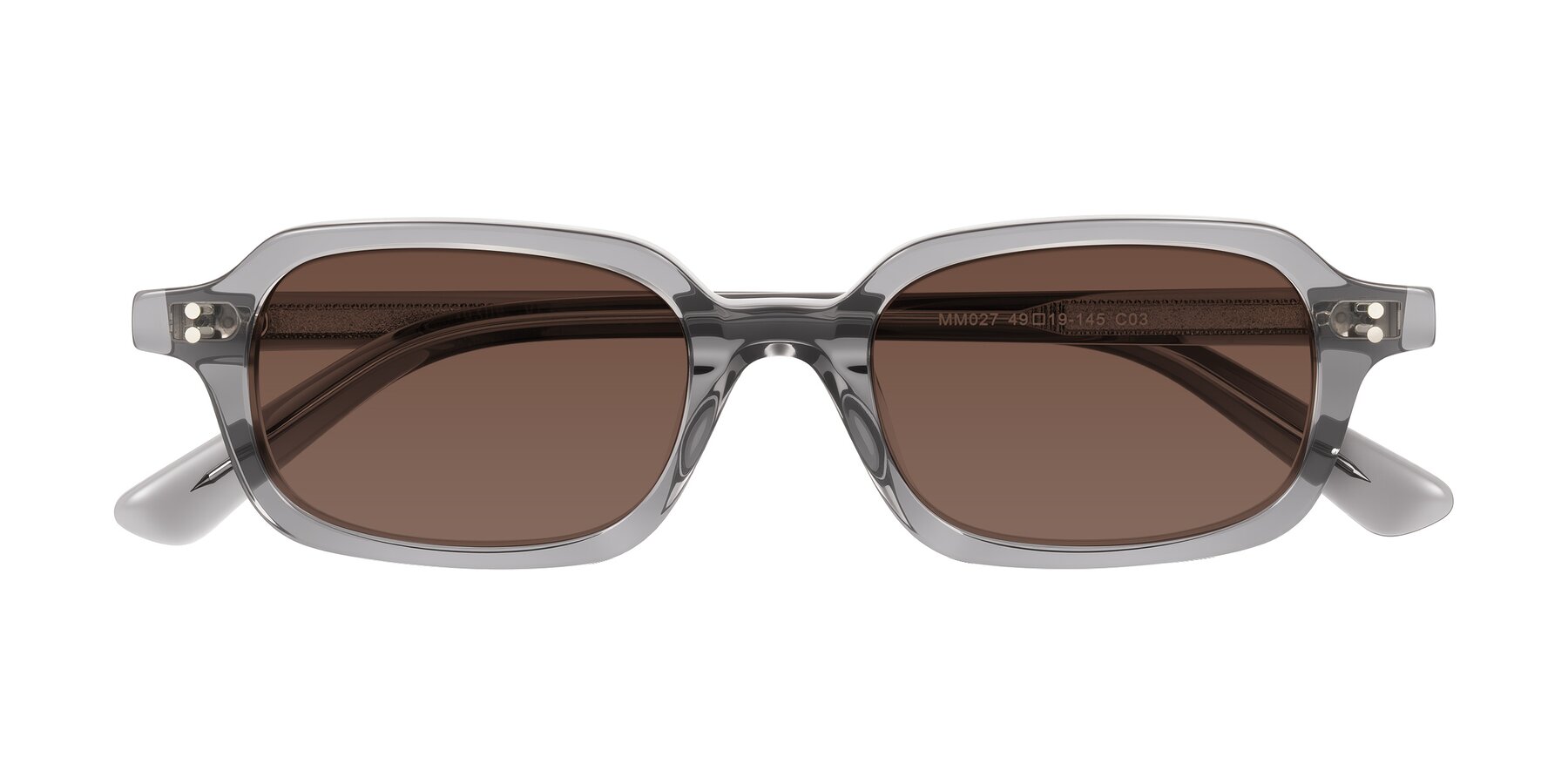 Folded Front of Eustis in Transparent Gray with Brown Tinted Lenses