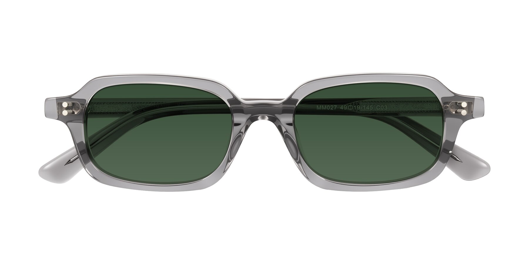 Folded Front of Eustis in Transparent Gray with Green Tinted Lenses