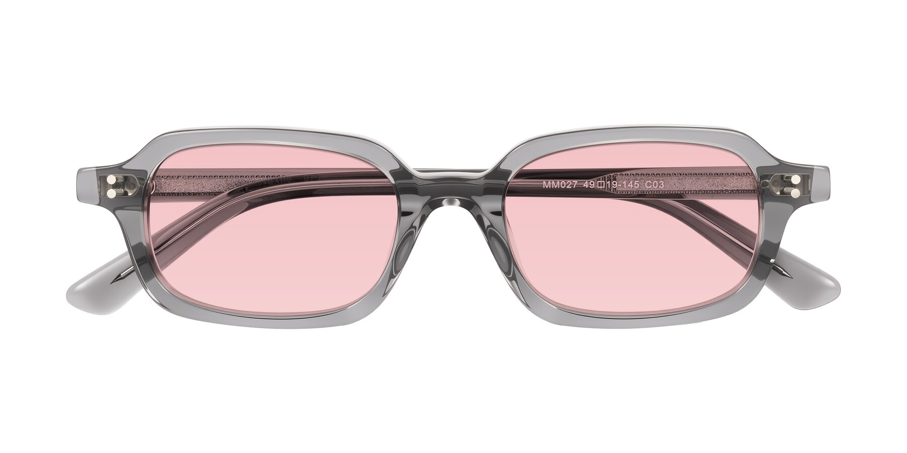Folded Front of Eustis in Transparent Gray with Light Garnet Tinted Lenses