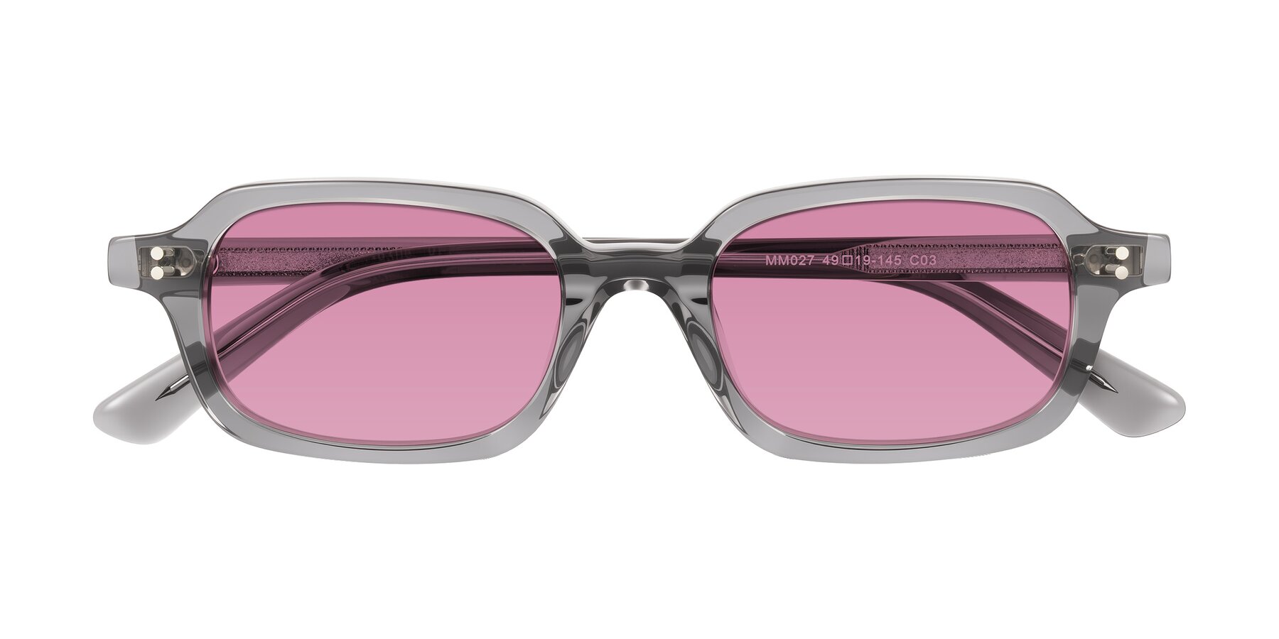 Folded Front of Eustis in Transparent Gray with Medium Wine Tinted Lenses