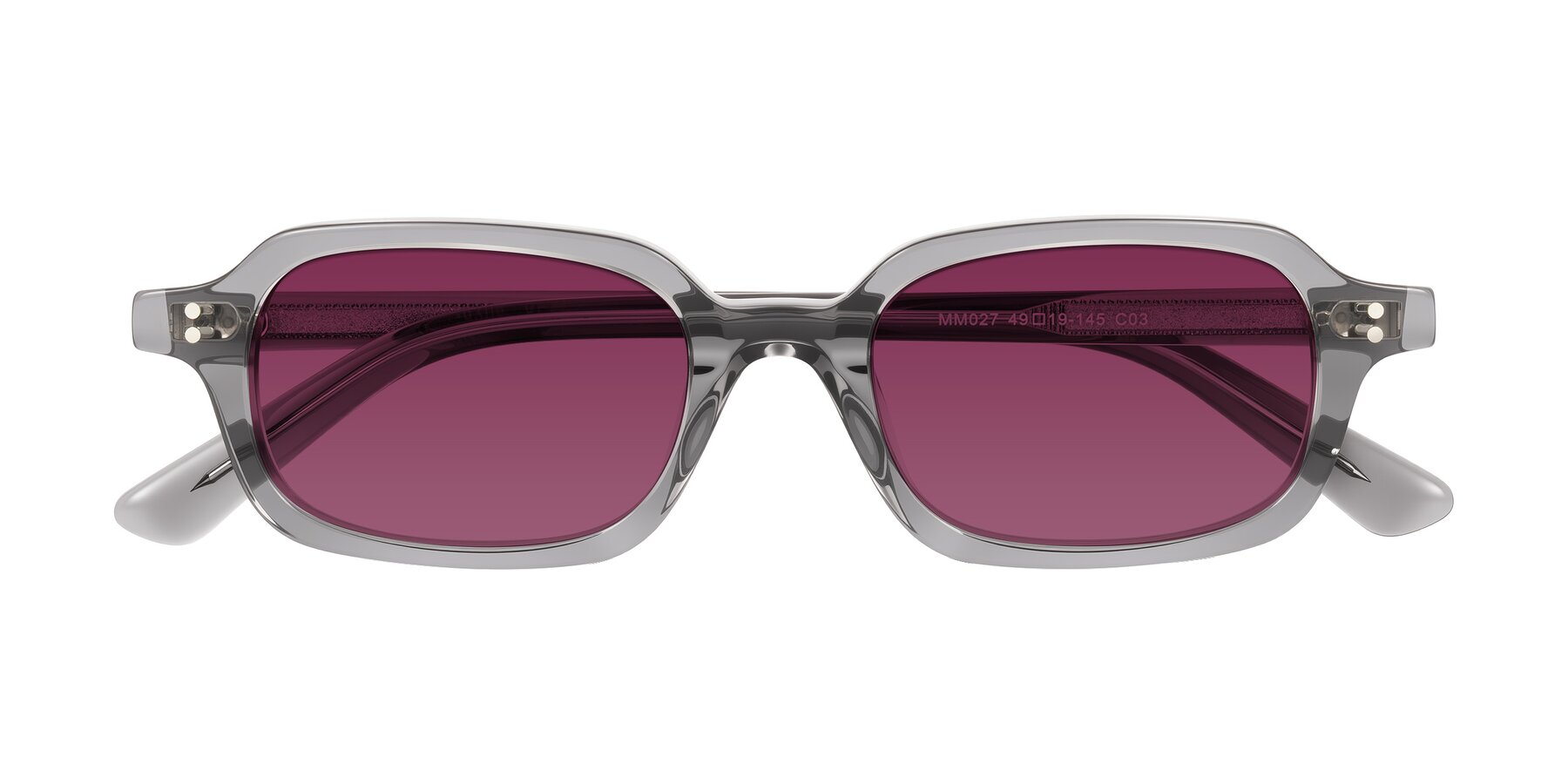 Folded Front of Eustis in Transparent Gray with Wine Tinted Lenses